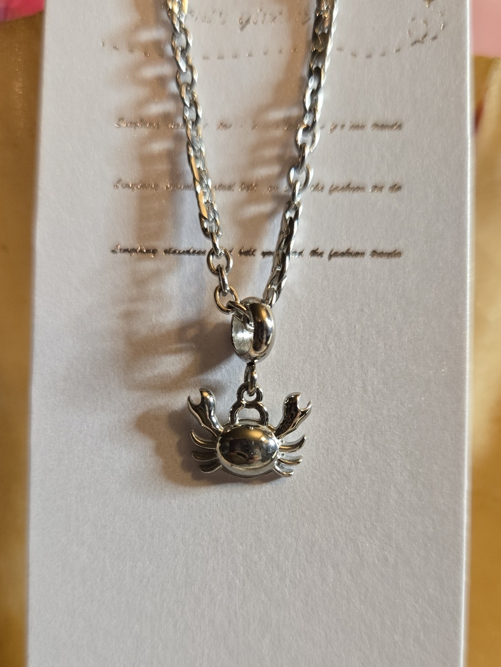 Stainless Steel Mini Crab Pendant Necklace - Silver
